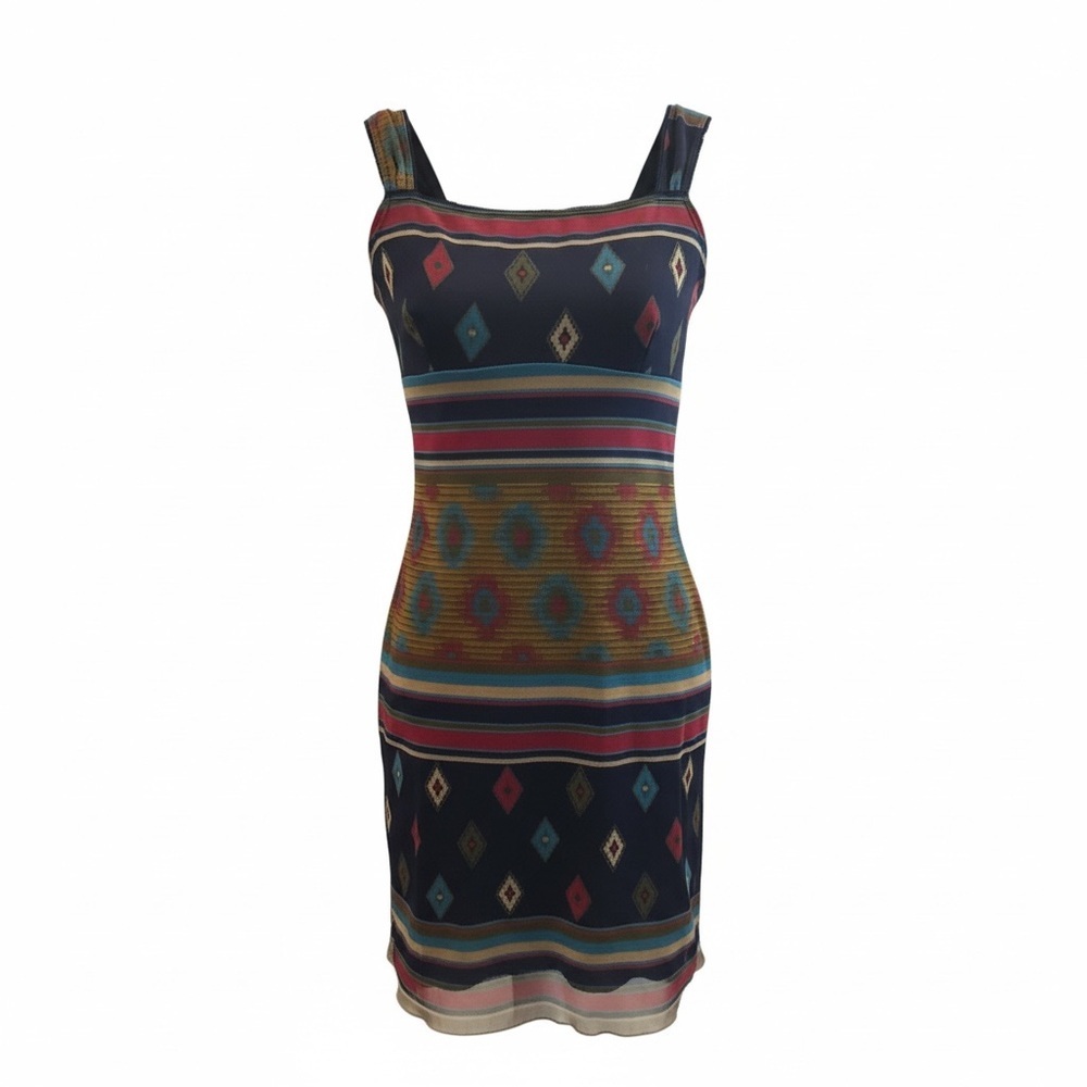 Hana Printed Bodycon Dress Boho Southwestern Sleeveless Stretch S - Picture 2 of 8